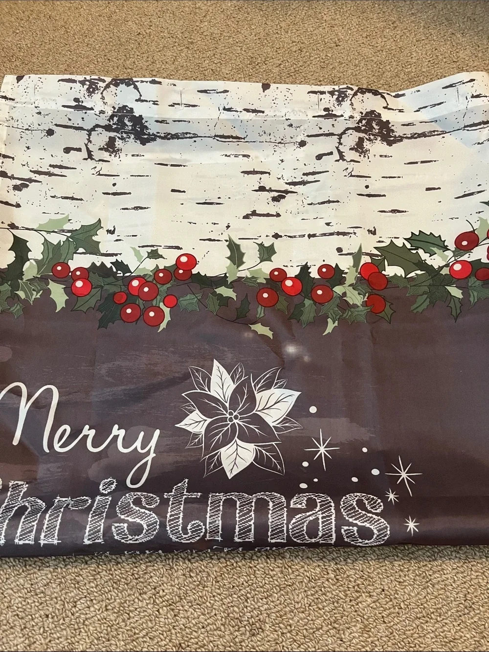 'Merry Christmas' Decorative Farmhouse Mistletoe - Shower Curtain